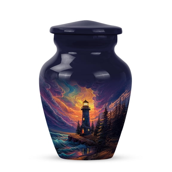 SABURIAL Lighthouse Urn - Memorial Urn for Male & Female - 3 Inch - Pack of 1 - Burial Decorative for Ashes - Miniture Urns for Adult Human - Decorative Urns for Mom & Dad
