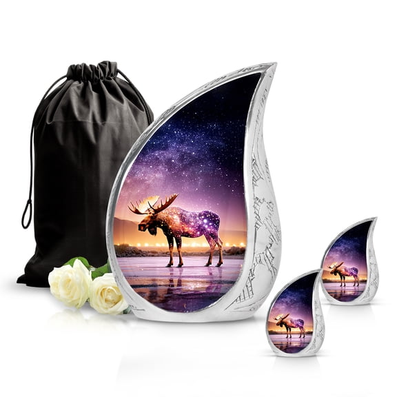 SABURIAL Moose Urn - Mini Urn For Human - Large Cremation Urns Adult Mom Human - Beautiful Artwork Burial Urns For Men Ashes - Combo 2 - 10 Inch Large & 3 Inch Small