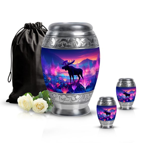 SABURIAL Moose Urn - Small Decorative Urn - Combo - 10 Inch Large With 3 Inch - Large Cremation For Adult Men & Women - Human Remains Urns - Memorial Urns Human