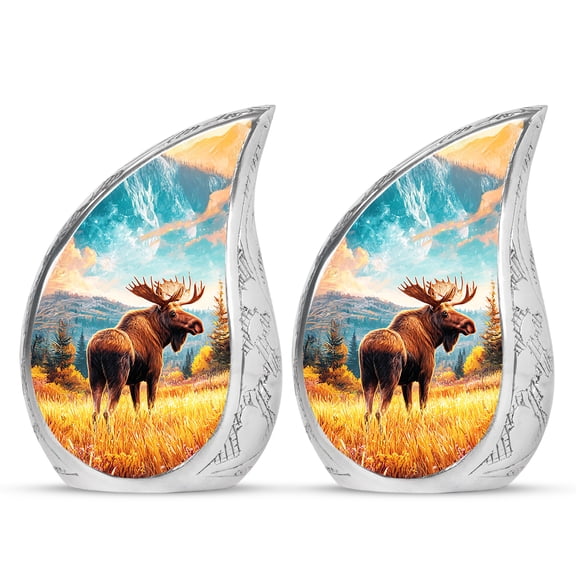SABURIAL Moose Urn - Tiny Burial Urn For Women Ash - Miniature Urns For Loved One - Beautiful Handcrafted Memorial Urns For Mom Ashes - 3 Inch Small - Pack Of 2