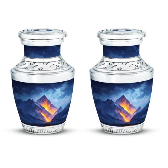 SABURIAL Mountain Urn - Handcrafted Memorial Urn for Mom & Dad Ash - Funeral Tribute Urns for Women & Men - Small Cremation Urns for Human Ash - 3 Inch - Pack of 2