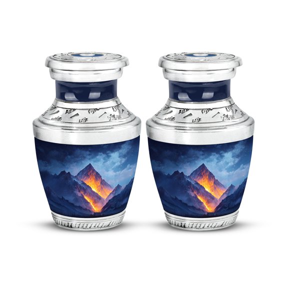 SABURIAL Mountain Urn - Handcrafted Memorial Urn for Mom & Dad Ash - Funeral Tribute Urns for Women & Men - Small Cremation Urns for Human Ash - 3 Inch - Pack of 2