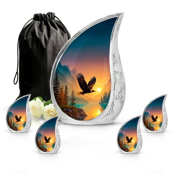 SABURIAL Mountain Urn - Handmade Tiny Urn For Dad Ash - Miniature Keepsake Urns For Adult Human Ashes - Cremation Funeral Urns For Ash - Combo - 10 Inch Large & 3 Inch