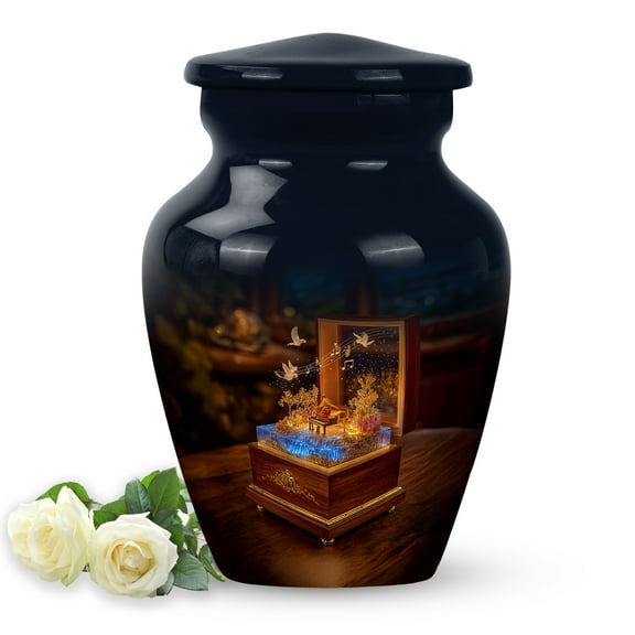 SABURIAL Music Urn - Small Memorial Urn For Mom & Dad Ash - Keepsake Funeral Urns For Human Ashes - Mini Decorative Burial Urns For Women Ash - 3 Inch - Pack Of 1