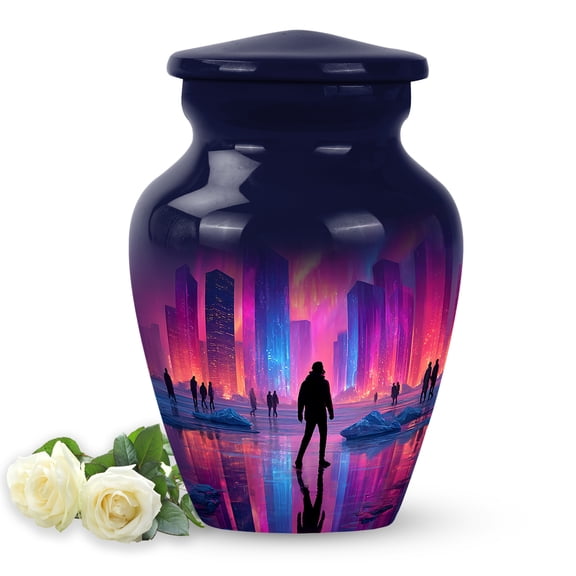 SABURIAL Northern Lights Urn - Keepsake Urn For Mom Ashes - Beautiful Mini Urns For Male & Female Ashes - Handmade Urns For Burial - 3 Inch Miniature - Pack Of 4