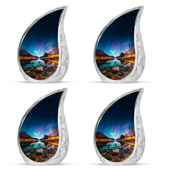 SABURIAL Northern Lights Urn - Lovely Burial Urn For Men & Women Ash - Funeral Urns For Adult Ashes Men - Cremation Urns For Adults Human Ash - 3 Inch Small - Pack Of 4