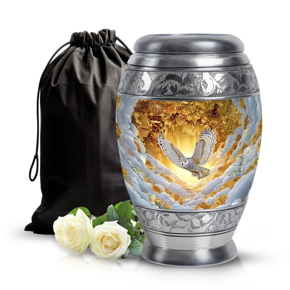 SABURIAL Owl Urn - Large Funeral Urns For Female - Cremation Urns For Human Ashes Adult Man - 10 Inch - Decorative Urn For Male