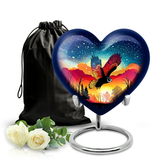 SABURIAL Owl Urn - Large Keepsake Cremation Urn For Human Ashes Adult Female Mom - 8 Inch - Unique Burial Urns For Male