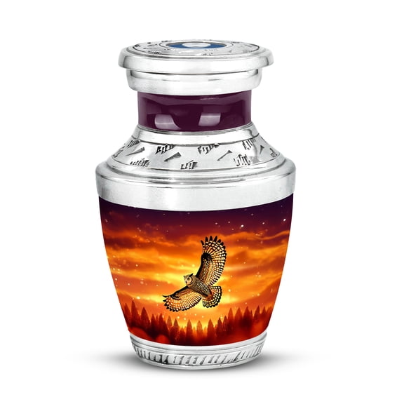 SABURIAL Owl Urn - Memorial Burials For Ashes - 3 Inch - Pack Of 1 - Unique Urns For Men & Women - Mini Urn For Adult Human - Funeral Urns For Ashes