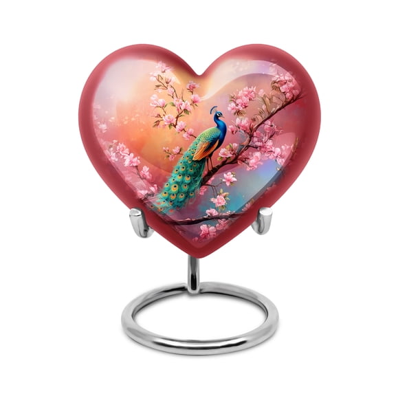 SABURIAL Peacock Urn - Small Keepsake Cremation Urn For Women - 3 Inch - Little Burial Urns For Human Ashes Adult Man