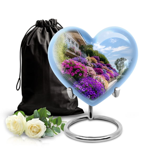 SABURIAL Petunia Decorative For Cremation - Human Remains Urn - Perfect Tribute To Honor Your Loved One - 8 Inch - Large With Velvet Bag