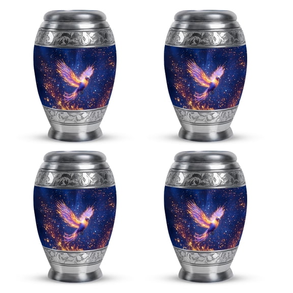 SABURIAL Phoenix Urn - Cremation Urn Human Ash - 3 Inch - Pack Of 4 - Funeral Urns - Memorial Keepsakes For Ashes - Decorative Urns For Mom & Dad