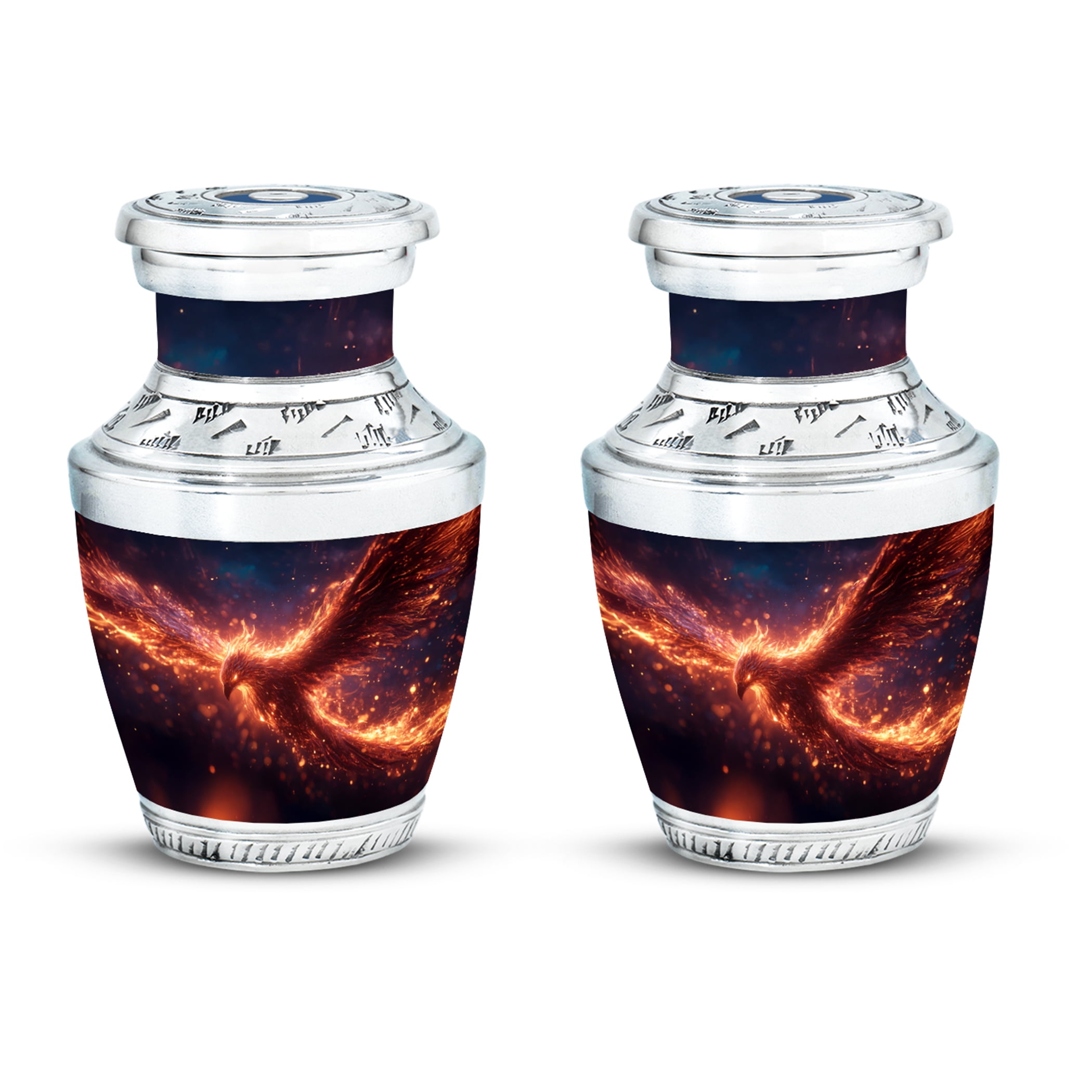 SABURIAL Phoenix Urn - Decorative Funeral Urn for Male & Female Ash - Beautiful Funeral Urns for Adult Dad Ashes - Mini Keepsake Urns for Cremation - 3 Inch - Pack of 2