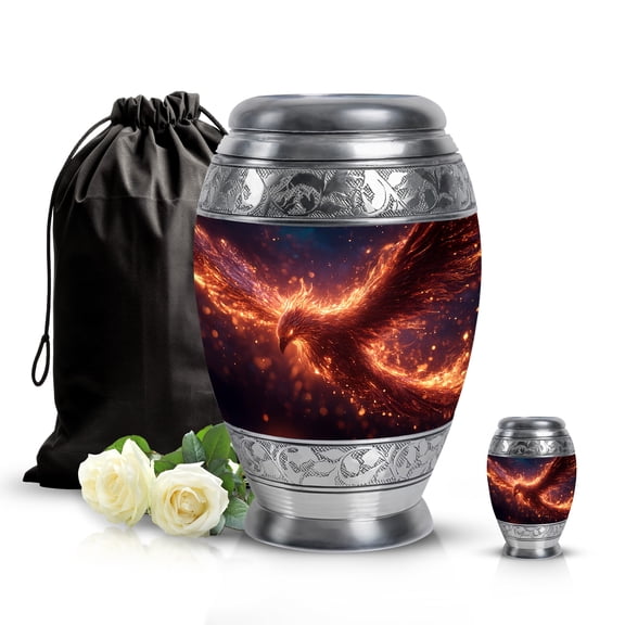 SABURIAL Phoenix Urn - Memorial Urn For Men & Women - Combo - 10 Inch Large With 3 Inch - Burial For Human - Human Remains Urns For Mom & Dad - Deorative Urns