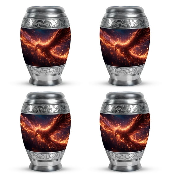SABURIAL Phoenix Urn - Miniature Urn For Human - 3 Inch - Pack Of 4 - Burial Urns For Ashes - Decorative Urns For Male & Female - Ash Keepsakes For Human Ashes
