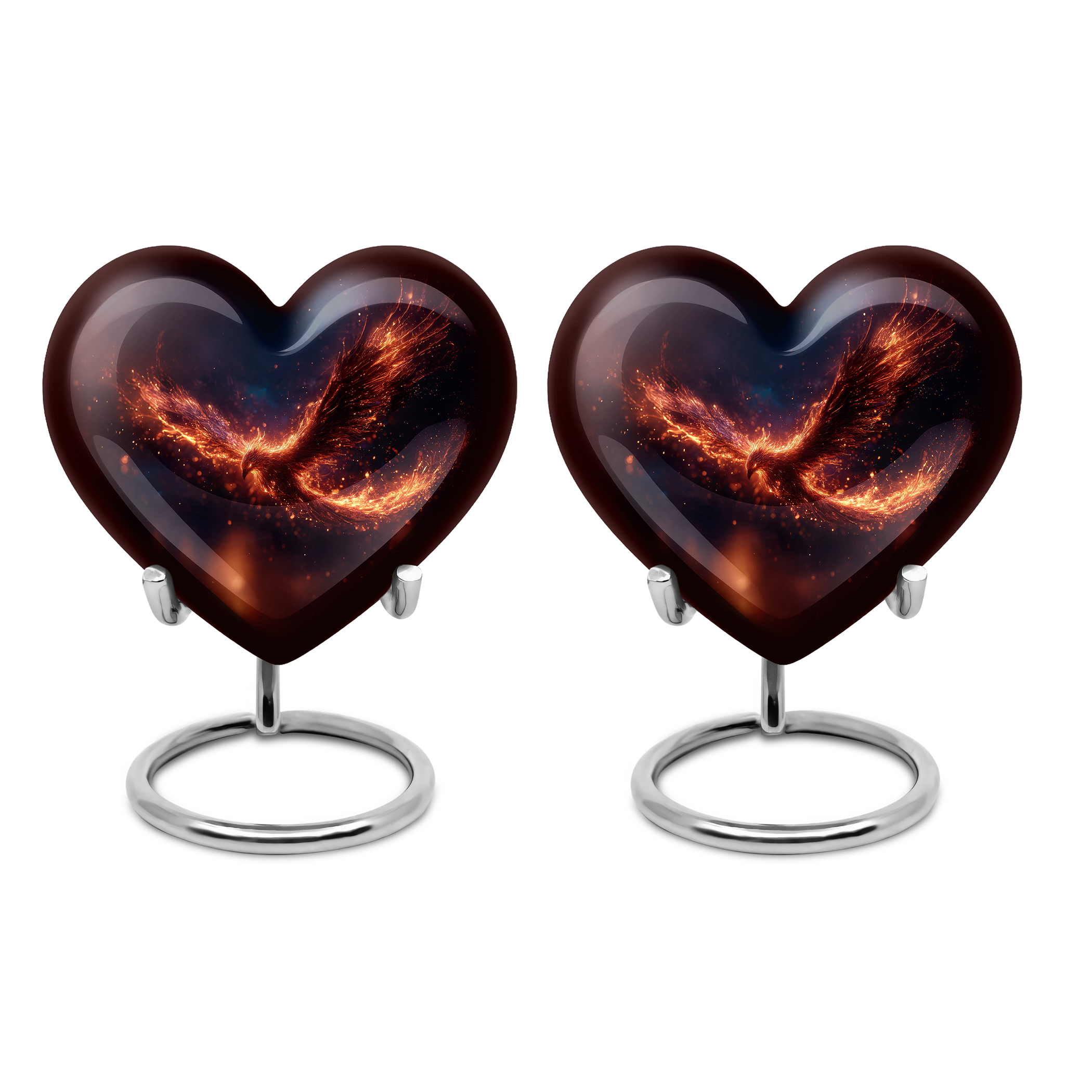 SABURIAL Phoenix Urn - Small Ashes Keepsake - 3 Inch - Pack Of 2 - Unique Urns For Adult Mom & Dad - Mini Decorative Urn - Ash Urns For Humans