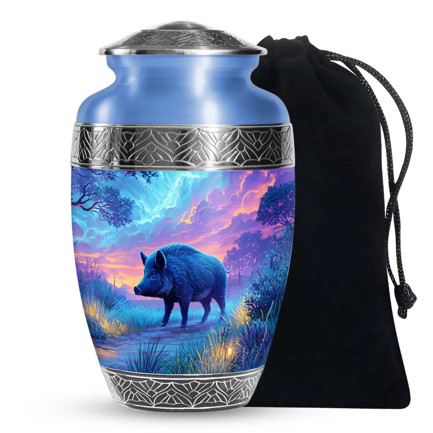SABURIAL Pig Urn - Funeral Urn For Adult Men - Handcrafted Cremation Urns For Human Ashes - Beautiful Ash Urns For Burial Ash - 10 Inch Large With Velvet Bag