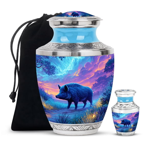 SABURIAL Pig Urn - Large Cremation Urns - Little Funeral Urn For Male & Female Ash - Miniature Urns For Human Ashes - Combo Of 10 Inch & 3 Inch