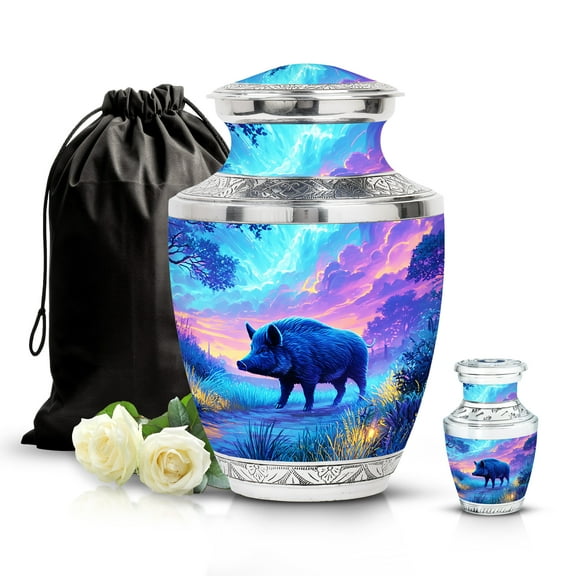 SABURIAL Pig Urn - Large Cremation Urns - Little Funeral Urn For Male & Female Ash - Miniature Urns For Human Ashes - Combo Of 10 Inch & 3 Inch