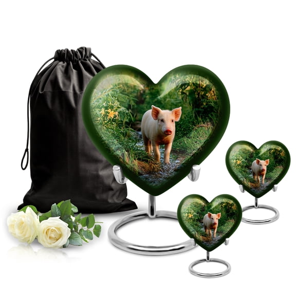 SABURIAL Pig Urn - Memorial Keepsakes For Ashes - Combo - 8 Inch Large With 3 Inch - Human Remains Urns For Mom & Dad - Mini For Human Ashes - Burial Urns
