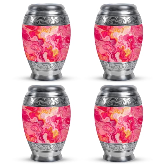 SABURIAL Pink Urn - Cremation Urn For Female Ashes - Burial & Decorative Urns For Human Remains - Memorial Urns - Funeral For Ash - Small Keepsake 3 Inch - Pack Of 4