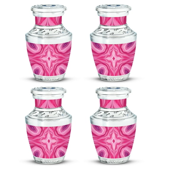 SABURIAL Pink Urn - Cremation Urn For Men & Women - 3 Inch - Pack Of 4 - Small Keepsake Urns - Funeral Keepsakes For Ashes - Funeral Urns For Human Ashes Adult