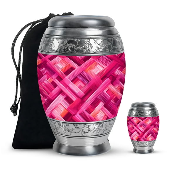 SABURIAL Pink Urn - Handcraft Urns For Human Remains - Cremation Urns For Adult Male & Female Ash - Burial Keepsake For Adult Ash - Combo 2 - Large 10 Inch & 3 Inch Small