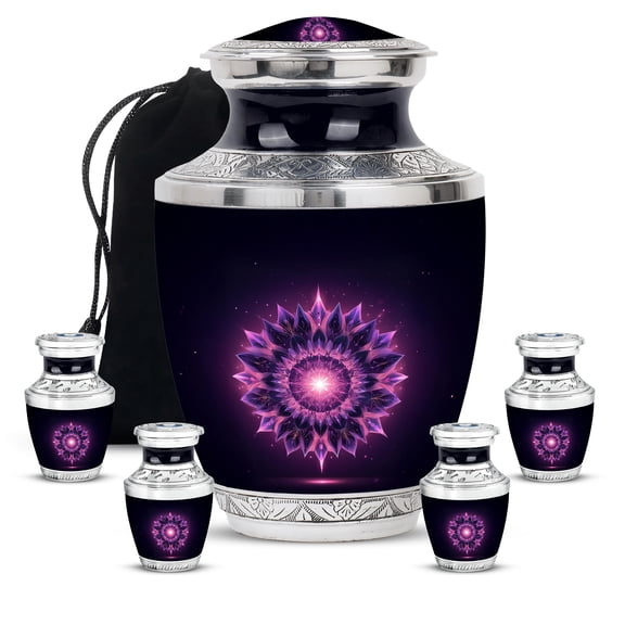 SABURIAL Purple Urn - Large Cremation Urn For Ashes Adult Male - Small Urns For Human Ashes Adult Man - Funeral Urns - Combo Of 10 Inch & 3 Inch