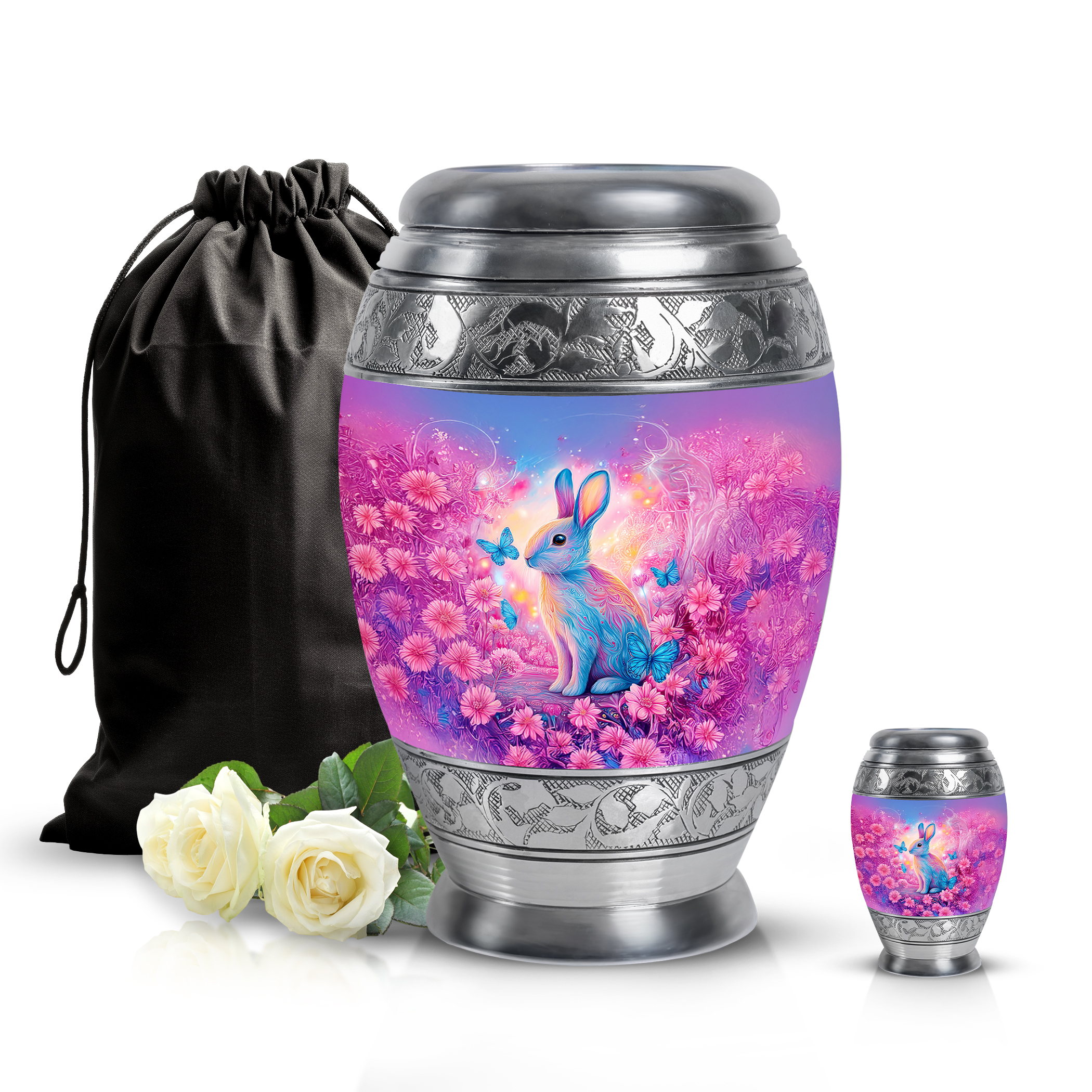SABURIAL Rabbit Urn - Mini Urns For Human Ashes Adult Female - Little Cremation Urn For Ashes Dad - Keepsake Burial Urns For Male - Combo Of 10 Inch & 3 Inch