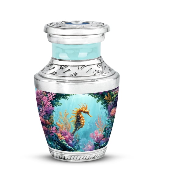 SABURIAL Sea Horse Urn - Handcrafted Tribute Urn for Male & Female Ash - Lovely Burial Urns for Female Ashes - Small Keepsake Urn for Burial - 3 Inch - Pack of 1