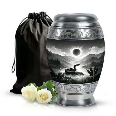 SABURIAL Snake Memorial Ashes For Adult - Urn For Ashes For Women & Man - 10 Inch - Large With Velvet Bag - Funeral Decorative Urn For Burial - Adult Cremation Urns For Human - Burial Urns