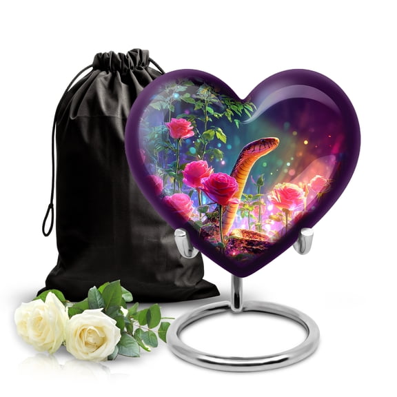 SABURIAL Snake Urn Burial Decorative For Mom & Dad - Unique Urns - 8 Inch - Large With Velvet Bag - Cremation Memorial - Human Remains Urn - Large Handcrafted Funeral