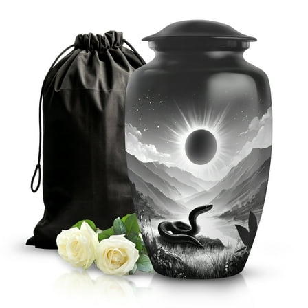 SABURIAL Snake Urn - Decorative Handmade Cremation Urn For Human Ash - Beautiful Memorial Burial Urns For Male & Female Ash - Urns For Human Ashes - 10 Inch - Large With Velvet Bag
