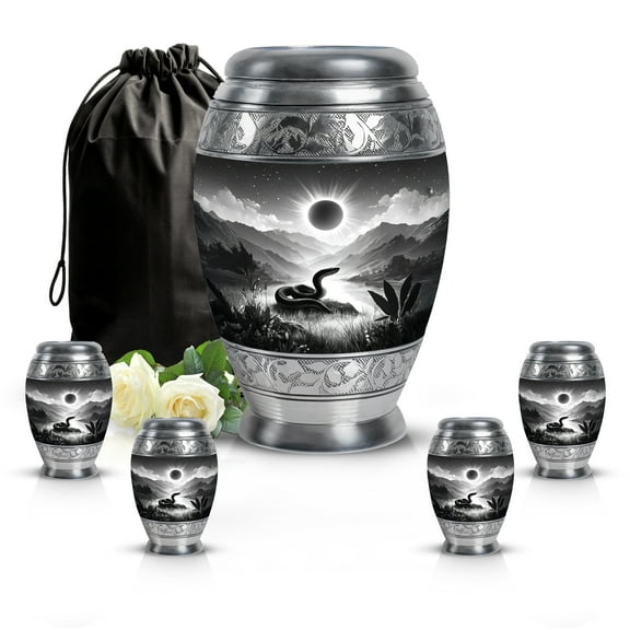 SABURIAL Snake Urn - Decorative Urn For Mom & Dad - Combo - 10 Inch Large With 3 Inch - Unique Urns For Human Ashes - Memorial For Ash - Mini Keepsake Urns
