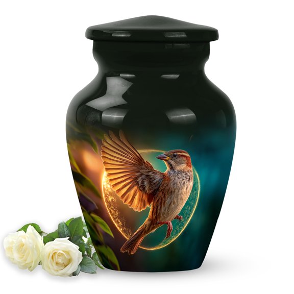 SABURIAL Sparrow Burial Urn For Ashes - Beautiful Mini Tribute Urns For Men & Women Ash - 3 Inch - Pack Of 1 - Burial Funeral Urn