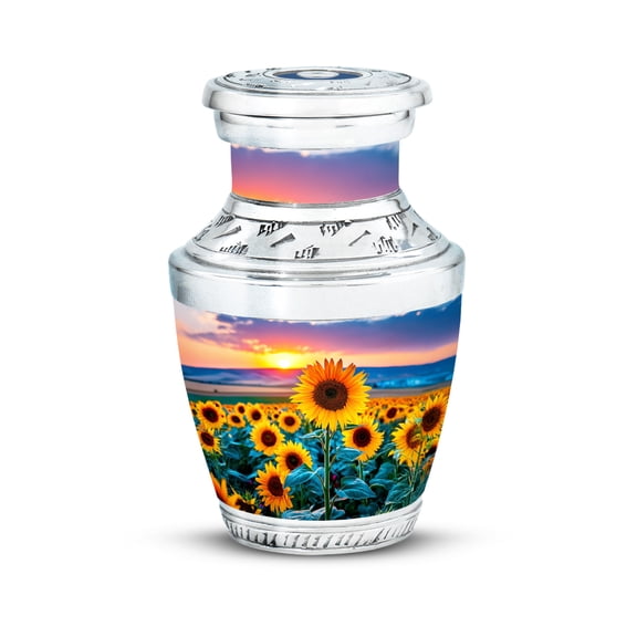 SABURIAL Sunflower Urn - Small Urns For Ashes Keepsake - 3 Inch - Pack Of 1 - Memorial Burials For Ash - Adult Urns Human Remains - Decorative Urn For Mom & Dad