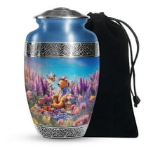 SABURIAL Teddy Bear Urn - Lovely Funeral Urns For Adult Women Ash - Perfect Memorial Cremation Urn For Human Remains - Burial Urns For Men Ashes - 10 Inch Large With Velvet Bag