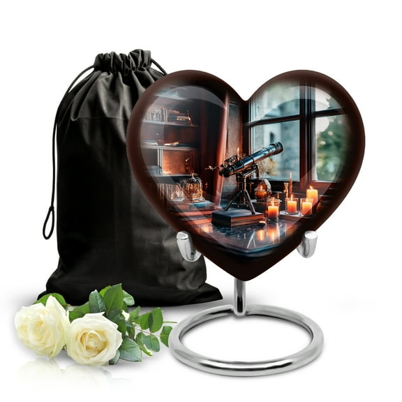 SABURIAL Telescope Urn - Large Memorial Urn - 8 Inch - Large With Velvet Bag - Memorial Urns For Female & Male - Cremation Urns - Adult For Relatives