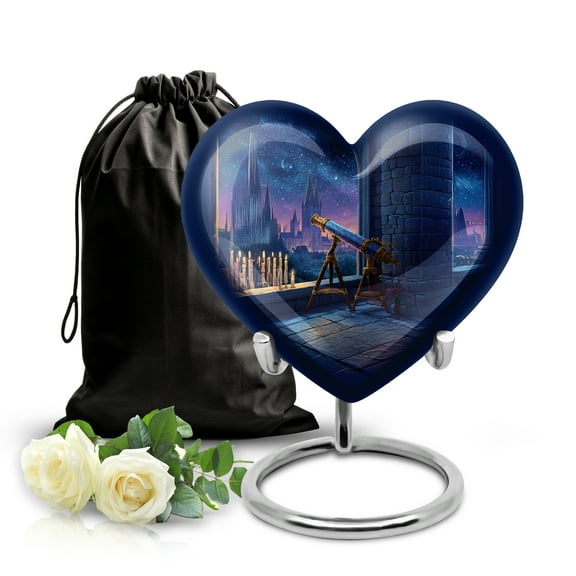 SABURIAL Telescope Urn - Memorial Urn For Female & Male - 8 Inch - Large With Velvet Bag - Large Memorial Urns - Adult Urns For Relatives - Human Remains For Mom & Dad