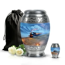 SABURIAL Train Urn - Memorial Urn For Adult - Combo - 10 Inch Large With 3 Inch - Cremation Urns For Adult - Ashes Human Remains - Burial Funeral Urns