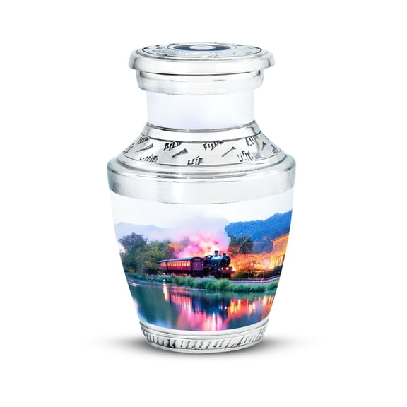 SABURIAL Train Urn - Unique Mini Keepsake Urns for Male & Female Ash - Lovely Handcrafted Small Urns for Mom & Dad Ashes - Funeral Urn for Adult Ash - 3 Inch - Pack of 1