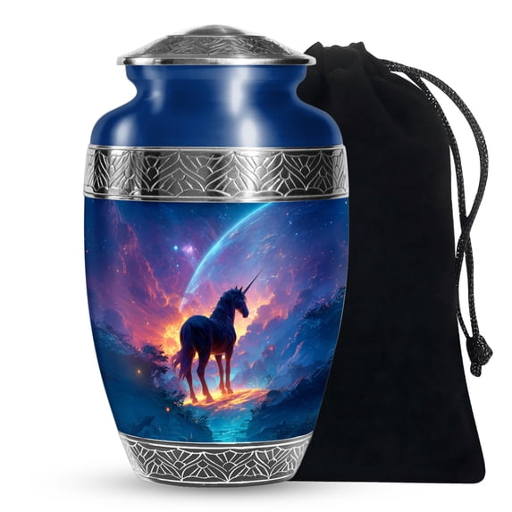 SABURIAL Unicorn Urn - Decorative Large Urn For Human Ashes - Lovely Memorial Urns For Female Ash - Unique Funeral Urns For Adult Ash - 10 Inch Large With Velvet Bag
