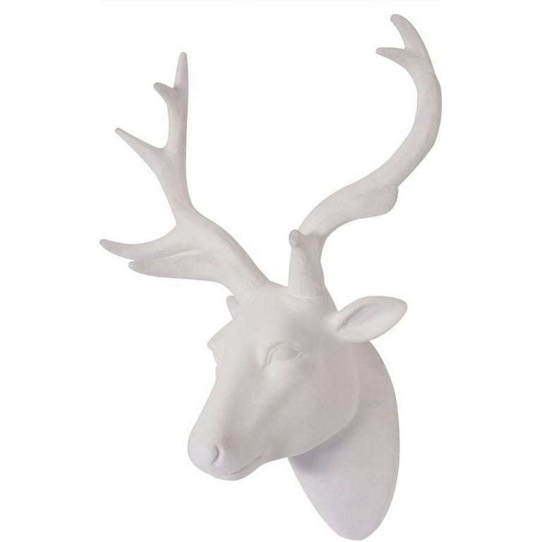 White Faux Taxidermy The Franklin | Gold Deer Head Wall Decor | Stag Head  Wall Mount | Animal Head Wall Hanging Sculpture | Faux Animal Heads