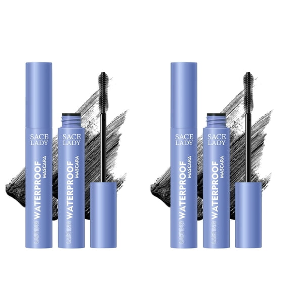 SACE LADY Black Mascara 2 Pack, Waterproof Volumizing & Lengthening Mascara, Smudge-Resistant Long Lasting Lash Makeup for Natural-Looking Eyelashes