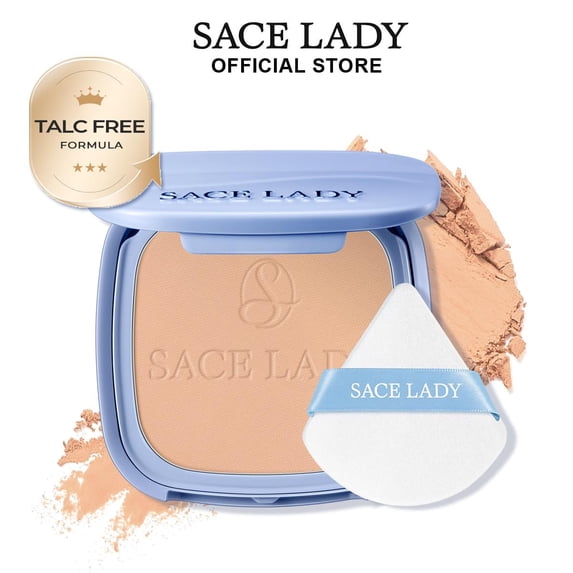 SACE LADY Face Powder Waterproof Setting Makeup, Talc-Free Oil Control Pressed Powder Compact for Women, Blurring Pores Matte Long Lasting Up to 24 Hours, Cruelty-Free 0.35Oz
