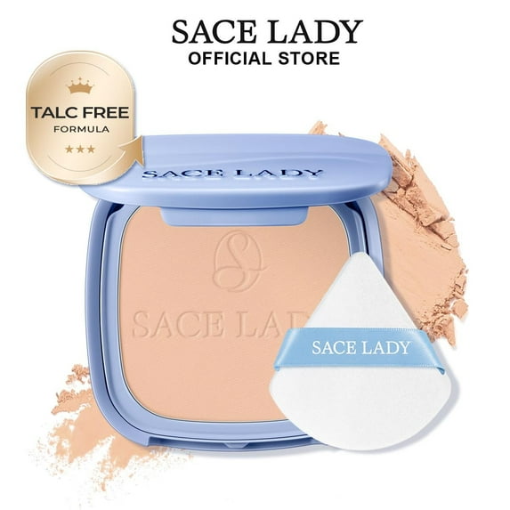 SACE LADY Face Powder Waterproof Setting Makeup, Talc-Free Oil Control Pressed Powder Compact for Women, Blurring Pores Matte Long Lasting Up to 24 Hours, Cruelty-Free 0.35Oz