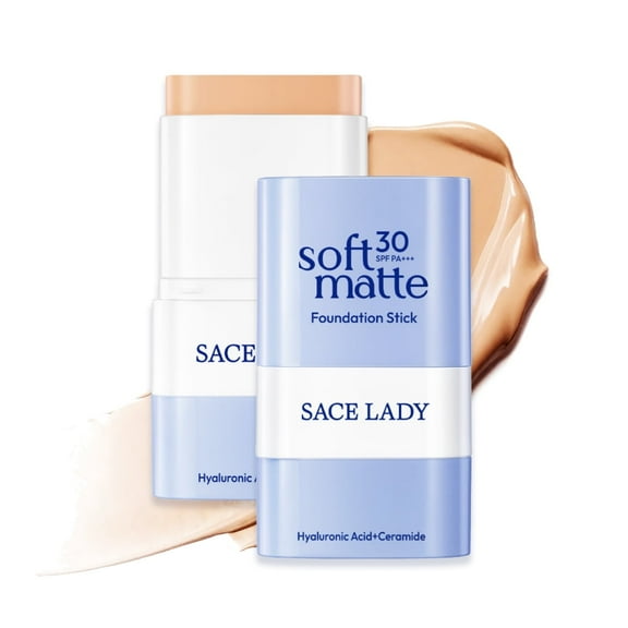SACE LADY Foundation Stick, Medium to Full Coverage Foundation Makeup with Built-in Brush, Soft Matte Face Make Up Base with SPF 30 for Women, 0.4Oz