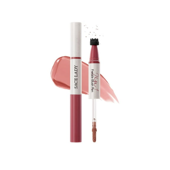 SACE LADY Freckle Blush Pen, Dual-Ended Faux Freckle Stamp and Dewy Liquid Blush for Natural Lifelike Sunkissed Makeup, Quick-Drying, Waterproof, Smudge-Proof, Long-Lasting #04 coral sunkiss