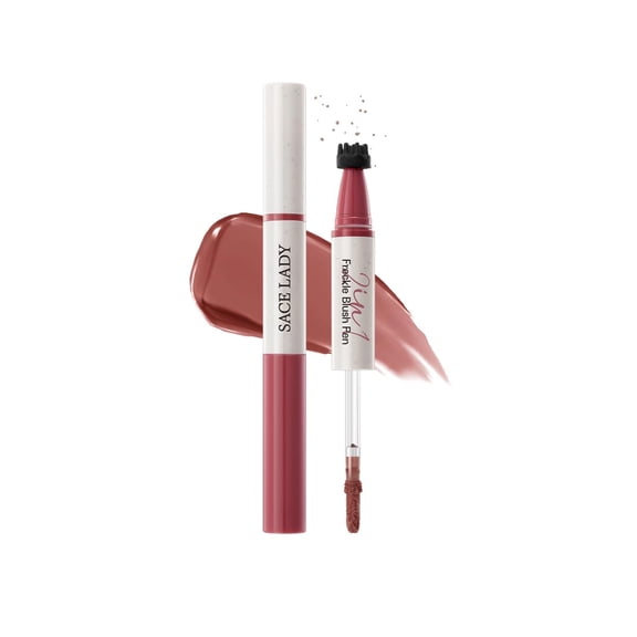 SACE LADY Freckle Blush Pen, Dual-Ended Faux Freckle Stamp and Dewy Liquid Blush for Natural Lifelike Sunkissed Makeup, Quick-Drying, Waterproof, Smudge-Proof, Long-Lasting #04 coral sunkiss
