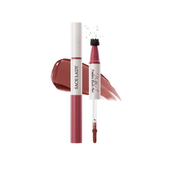 SACE LADY Freckle Blush Pen, Dual-Ended Faux Freckle Stamp and Dewy Liquid Blush for Natural Lifelike Sunkissed Makeup, Quick-Drying, Waterproof, Smudge-Proof, Long-Lasting #04 coral sunkiss